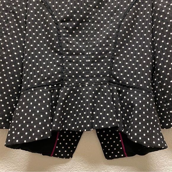 WHBM Polka Dot Single Button Collarless Crop Blazer Jacket Black Size 2 - Picture 6 of 7